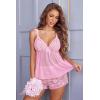 image:imageAvidlove Womens Floral Lace Lingerie Pajama SetSexy Sheer Mesh VNeck Halter Cami and Shorts 2 Piece Sleepwear SetPink