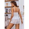 image:imageAvidlove Womens Floral Lace Lingerie Pajama SetSexy Sheer Mesh VNeck Halter Cami and Shorts 2 Piece Sleepwear SetWhite