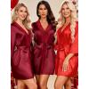 image:imageAvidlove Womens Kimono Robe Short Satin Pure Short Silky RobesCarmine Red