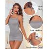 image:imageAvidlove Womens Lingerie Sexy Bodycon Nightgown Lace Neckline Babydoll Chemise Cotton Sleepwear Halter Dress Slip SXXLGrey