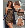 image:imageAvidlove Womens Lingerie Sexy Bodycon Nightgown Lace Neckline Babydoll Chemise Cotton Sleepwear Halter Dress Slip SXXLLeopard