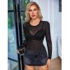 image:imageAvidlove Womens Mesh Long Sleeve Bodysuit Round Neck Sheer Leotards Geo Print Bodysuit Top with Snap CrotchBlack Polka Dots