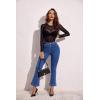 image:imageAvidlove Womens Mesh Long Sleeve Bodysuit Round Neck Sheer Leotards Geo Print Bodysuit Top with Snap CrotchBlack02