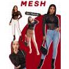 image:imageAvidlove Womens Mesh Long Sleeve Bodysuit Round Neck Sheer Leotards Geo Print Bodysuit Top with Snap CrotchConstellation