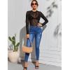 image:imageAvidlove Womens Mesh Long Sleeve Bodysuit Round Neck Sheer Leotards Geo Print Bodysuit Top with Snap CrotchFloral