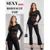 image:imageAvidlove Womens Mesh Long Sleeve Bodysuit Round Neck Sheer Leotards Geo Print Bodysuit Top with Snap CrotchGeo Pattern02