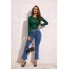 image:imageAvidlove Womens Mesh Long Sleeve Bodysuit Round Neck Sheer Leotards Geo Print Bodysuit Top with Snap CrotchLake Green