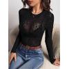 image:imageAvidlove Womens Mesh Long Sleeve Bodysuit Round Neck Sheer Leotards Geo Print Bodysuit Top with Snap CrotchLeopard Pattern