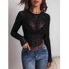 image:imageAvidlove Womens Mesh Long Sleeve Bodysuit Round Neck Sheer Leotards Geo Print Bodysuit Top with Snap CrotchLeopard Pattern
