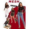 image:imageAvidlove Womens Mesh Long Sleeve Bodysuit Round Neck Sheer Leotards Geo Print Bodysuit Top with Snap CrotchLeopard Pattern