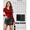 image:imageAvidlove Womens Mesh Long Sleeve Bodysuit Round Neck Sheer Leotards Geo Print Bodysuit Top with Snap CrotchRed