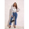 image:imageAvidlove Womens Mesh Long Sleeve Bodysuit Round Neck Sheer Leotards Geo Print Bodysuit Top with Snap CrotchWhite