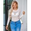 image:imageAvidlove Womens Mesh Long Sleeve Bodysuit Round Neck Sheer Leotards Geo Print Bodysuit Top with Snap CrotchWhite Polka Dots