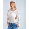 image:imageAvidlove Womens Mesh Long Sleeve Bodysuit Round Neck Sheer Leotards Geo Print Bodysuit Top with Snap CrotchWhite Polka Dots
