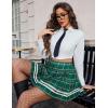 image:imageAvidlove Womens Pleated Skirt School Uniform Skirt Mini Skirt Pleated Cheer SkirtGreen Plaid
