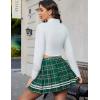 image:imageAvidlove Womens Pleated Skirt School Uniform Skirt Mini Skirt Pleated Cheer SkirtGreen Plaid