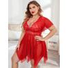 image:imageAvidlove Womens Plus Size Babydoll Floral Lace Lingerie Deep V Nighty Mesh SleepwearCarmine Red