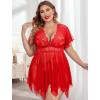 image:imageAvidlove Womens Plus Size Babydoll Floral Lace Lingerie Deep V Nighty Mesh SleepwearCarmine Red
