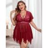 image:imageAvidlove Womens Plus Size Babydoll Floral Lace Lingerie Deep V Nighty Mesh SleepwearDark Red