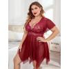 image:imageAvidlove Womens Plus Size Babydoll Floral Lace Lingerie Deep V Nighty Mesh SleepwearDark Red