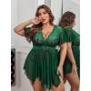 image:imageAvidlove Womens Plus Size Babydoll Floral Lace Lingerie Deep V Nighty Mesh SleepwearGreen
