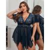 image:imageAvidlove Womens Plus Size Babydoll Floral Lace Lingerie Deep V Nighty Mesh SleepwearNavy Blue