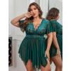 image:imageAvidlove Womens Plus Size Babydoll Floral Lace Lingerie Deep V Nighty Mesh SleepwearPeacock Blue
