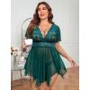image:imageAvidlove Womens Plus Size Babydoll Floral Lace Lingerie Deep V Nighty Mesh SleepwearPeacock Blue