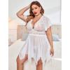 image:imageAvidlove Womens Plus Size Babydoll Floral Lace Lingerie Deep V Nighty Mesh SleepwearPure White