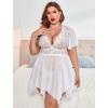 image:imageAvidlove Womens Plus Size Babydoll Floral Lace Lingerie Deep V Nighty Mesh SleepwearPure White