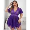 image:imageAvidlove Womens Plus Size Babydoll Floral Lace Lingerie Deep V Nighty Mesh SleepwearPurple