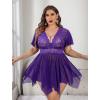 image:imageAvidlove Womens Plus Size Babydoll Floral Lace Lingerie Deep V Nighty Mesh SleepwearPurple