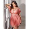 image:imageAvidlove Womens Plus Size Babydoll Floral Lace Lingerie Deep V Nighty Mesh SleepwearRose Pink