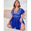 image:imageAvidlove Womens Plus Size Babydoll Floral Lace Lingerie Deep V Nighty Mesh SleepwearRoyal Blue