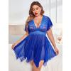 image:imageAvidlove Womens Plus Size Babydoll Floral Lace Lingerie Deep V Nighty Mesh SleepwearRoyal Blue