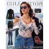image:imageAvidlove Womens Sexy Lace Bodysuit Long Sleeve Body Suit Round Neck Sheer Mesh Bodysuit Top with Snap CrotchWhite