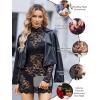 image:imageAvidlove Womens Sheer Lace Dress Sexy Long Sleeve Dress See Through Lingerie Short Mini Dresses for Party No LinlingBlack