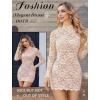 image:imageAvidlove Womens Sheer Lace Dress Sexy Long Sleeve Dress See Through Lingerie Short Mini Dresses for Party No LinlingChampagne