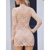 image:imageAvidlove Womens Sheer Lace Dress Sexy Long Sleeve Dress See Through Lingerie Short Mini Dresses for Party No LinlingChampagne