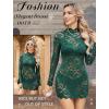 image:imageAvidlove Womens Sheer Lace Dress Sexy Long Sleeve Dress See Through Lingerie Short Mini Dresses for Party No LinlingGreen