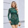 image:imageAvidlove Womens Sheer Lace Dress Sexy Long Sleeve Dress See Through Lingerie Short Mini Dresses for Party No LinlingGreen