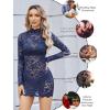 image:imageAvidlove Womens Sheer Lace Dress Sexy Long Sleeve Dress See Through Lingerie Short Mini Dresses for Party No LinlingNavy Blue