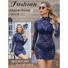 image:imageAvidlove Womens Sheer Lace Dress Sexy Long Sleeve Dress See Through Lingerie Short Mini Dresses for Party No LinlingNavy Blue