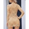 image:imageAvidlove Womens Sheer Lace Dress Sexy Long Sleeve Dress See Through Lingerie Short Mini Dresses for Party No LinlingNude