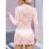 image:imageAvidlove Womens Sheer Lace Dress Sexy Long Sleeve Dress See Through Lingerie Short Mini Dresses for Party No LinlingPink