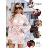 image:imageAvidlove Womens Sheer Lace Dress Sexy Long Sleeve Dress See Through Lingerie Short Mini Dresses for Party No LinlingPink