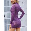 image:imageAvidlove Womens Sheer Lace Dress Sexy Long Sleeve Dress See Through Lingerie Short Mini Dresses for Party No LinlingPurple
