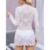 image:imageAvidlove Womens Sheer Lace Dress Sexy Long Sleeve Dress See Through Lingerie Short Mini Dresses for Party No LinlingWhite