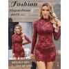 image:imageAvidlove Womens Sheer Lace Dress Sexy Long Sleeve Dress See Through Lingerie Short Mini Dresses for Party No LinlingWine Red