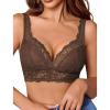 image:imageAvidlove Lace Bralettes Women V Neck Wireless Bras Unlined Basic Cami Sexy Comfy Everyday Wirefree Lingerie UnpaddedBrown